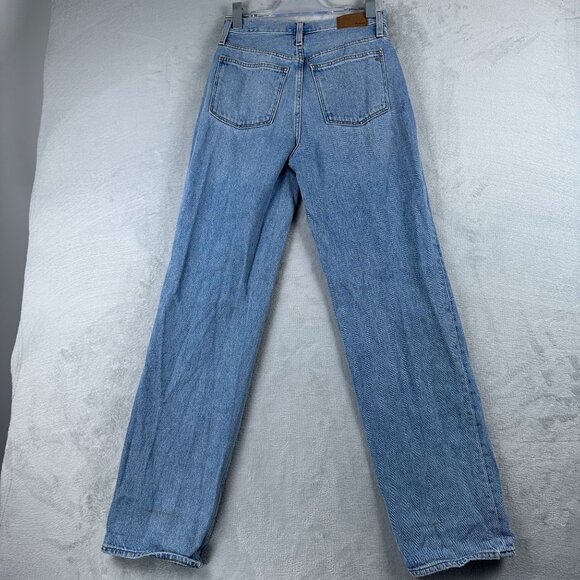 Madewell Baggy Jeans Straight Leg Womens Size 25 Distressed High Rise Blue - Picture 2 of 12